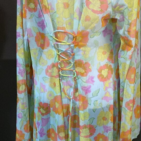 Savage X Fenty free spirt floral full length robe retro 60’s inspired boho - Picture 9 of 11